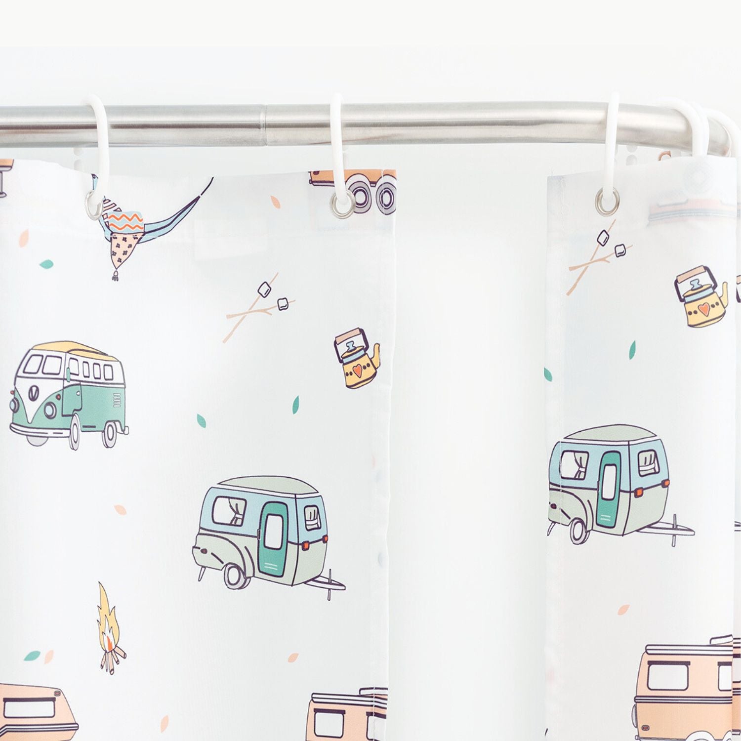 Shower Curtain with Caravan Pattern