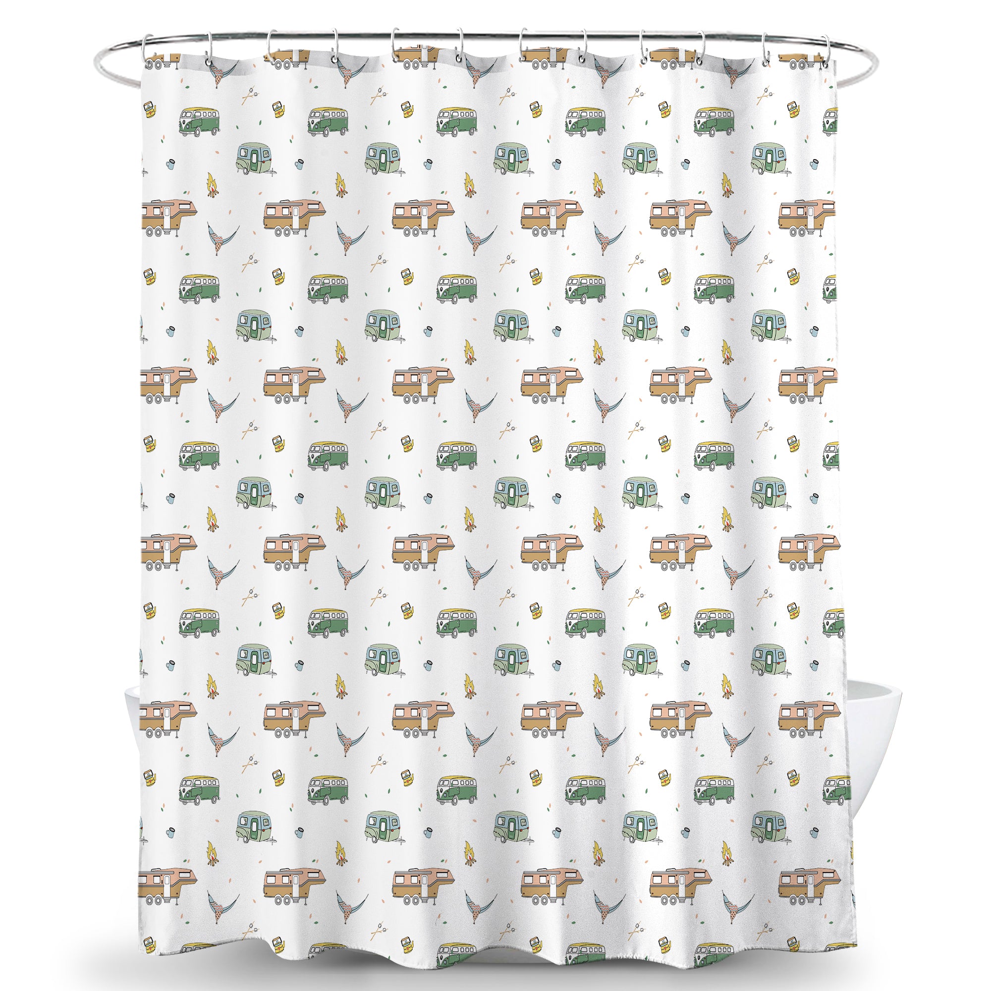 Shower Curtain with Caravan Pattern