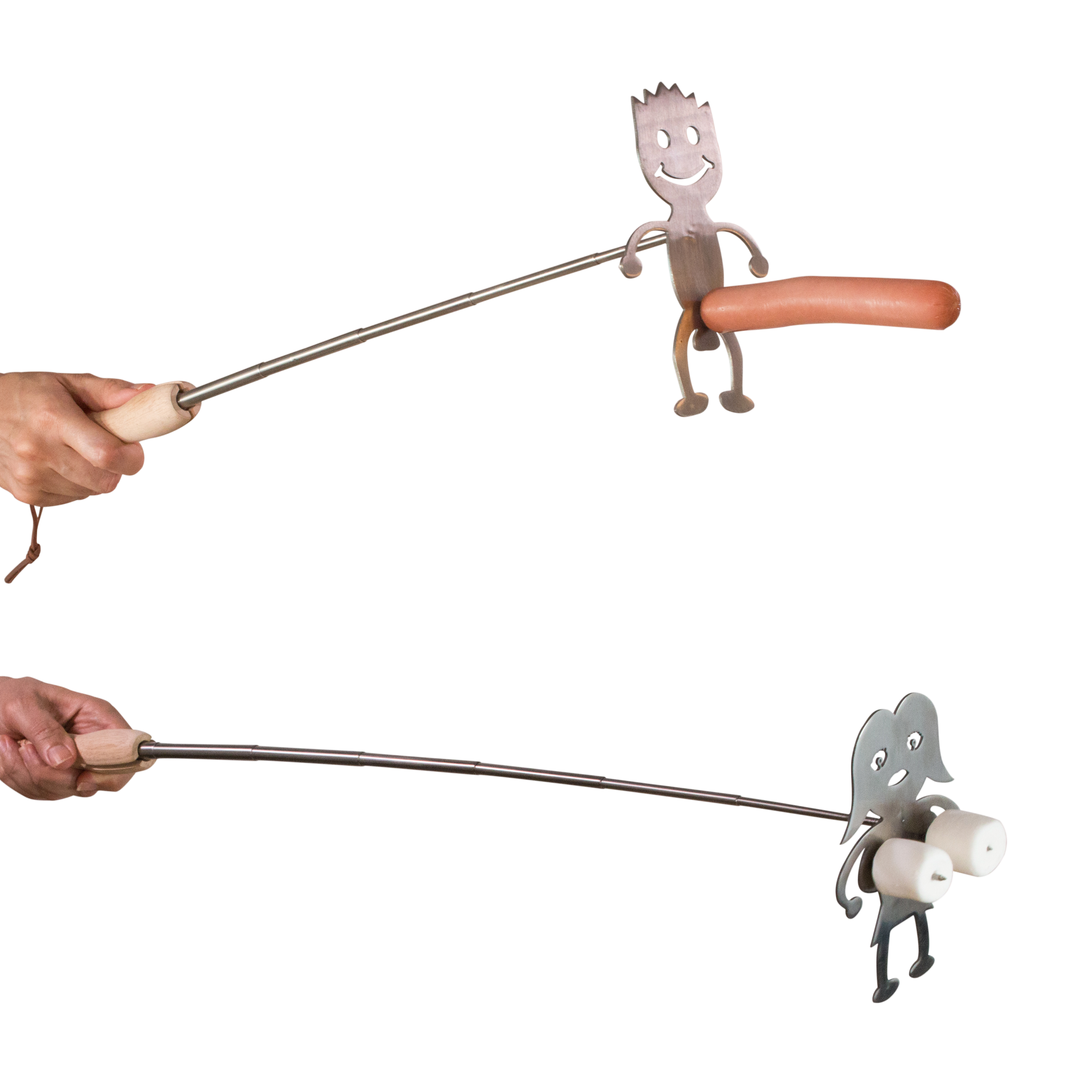Set of 2 Naughty Telescopic Sticks for Roasting Marshmallows and Sausages