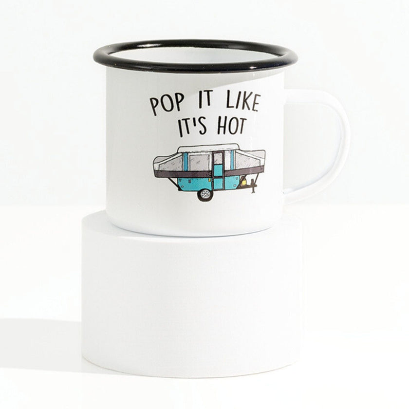 Tasse en émail de camping en anglais