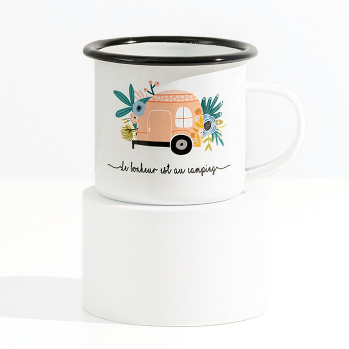 Tasse en émail de la collection «dans un jardin» rose