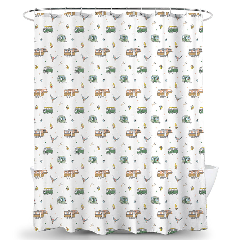 Shower Curtain with Caravan Pattern