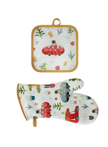 Set of Oven Mitt and Pot Holder from the "Bohemian Summer" Collection